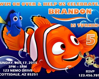 Finding Nemo Invitation - Dory Printable Invitation - Digital Invite - Birthday Party - Personalized Customized