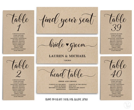 Rustic Wedding Seating Chart template Header Signs and Table