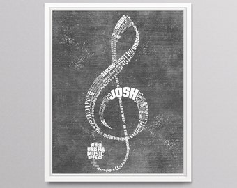 Music Note Artwork - 100+ Music Terms Add Your Name and Program Name to Personalize - Perfect Gift for Band Show Choir Chorus Musical!