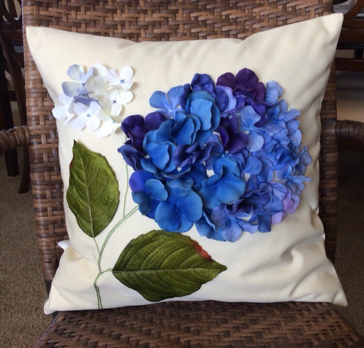 Outdoor Pillow Cover Sun Shade Pillow Hydrangea Pillow