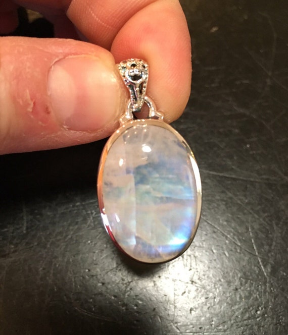 Rainbow Moonstone Pendant healing crystal necklace Rainbow