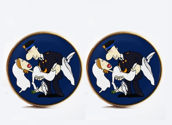 Police officer Wedding cufflinks Groom Cufflinks Thin blue line cufflinks Police Gift husband Love cufflinks PICTURE under glass!!!