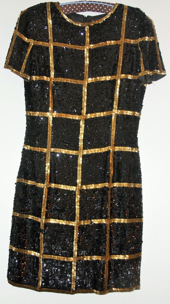 Vintage Beaded Silk Cocktail Dress