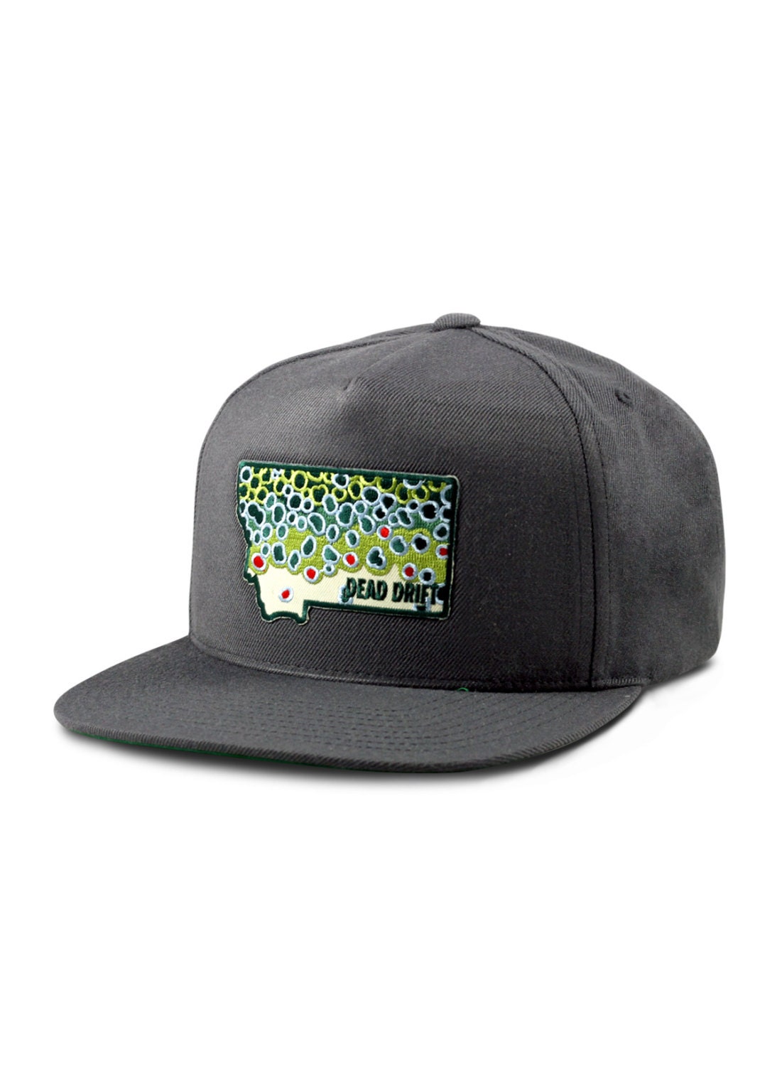 Fly Fishing Hat Montana Snap Back Flat Bill Gray by Dead Drift