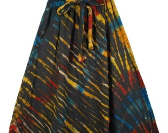 Streaked Tie Dye Hippie Skirt