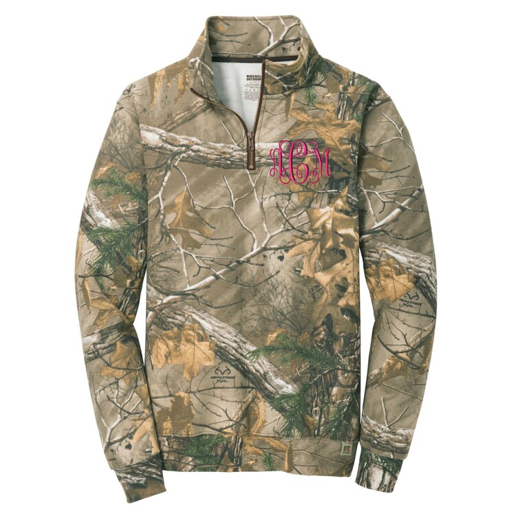 Monogrammed Camo Quarter Zip Pullover. Camo by