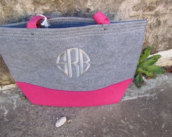 Monogrammed Felt Tote Bag