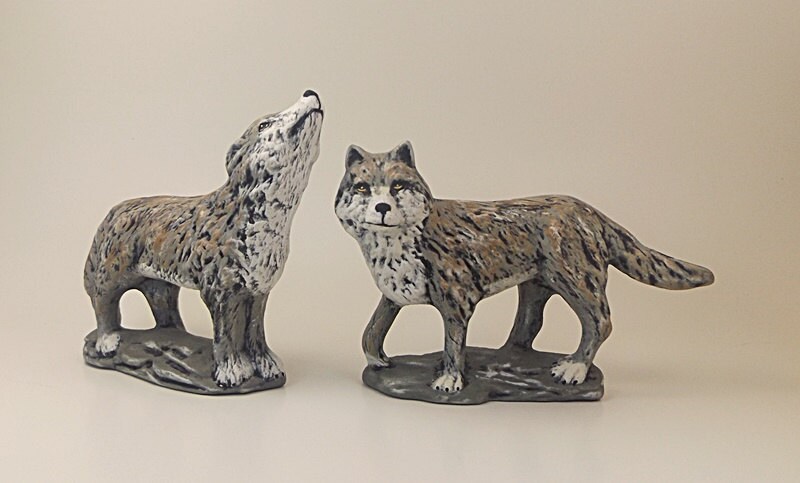 ceramic wolf statue