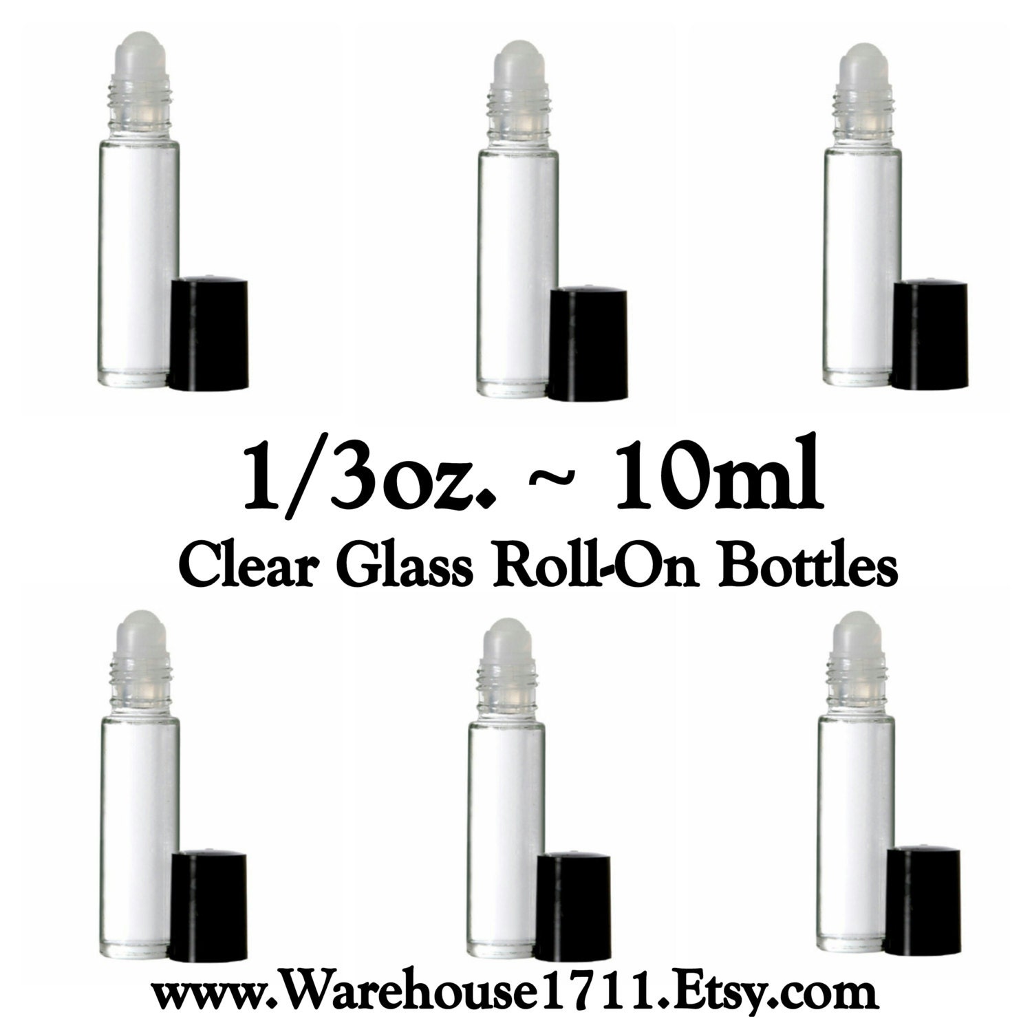 40 OFF SALE Clear Glass RollOn Bottles 1/3 oz 10 ml