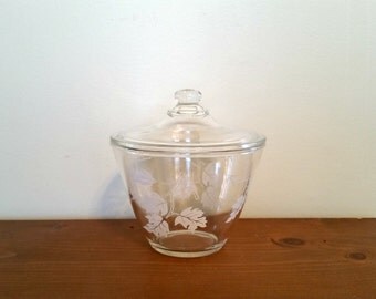 Fire King Grease Jar, Oak Leaf Jar, Lidded Jar, Kitchen Storage, Glass Container, Vintage Grease Jar