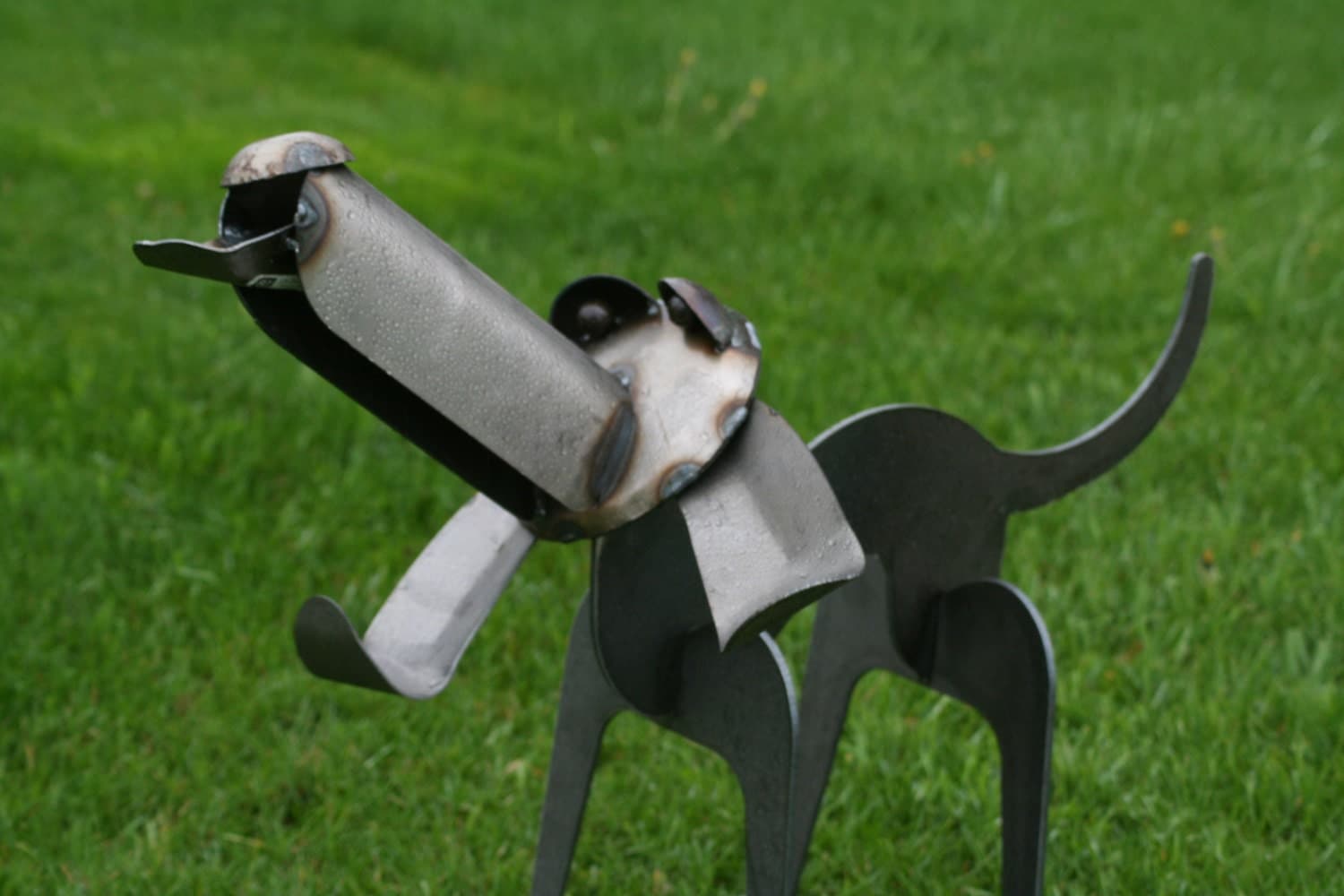 Metal Dog Sculpture, Standing metal dog, Steel dog statue, dog ...