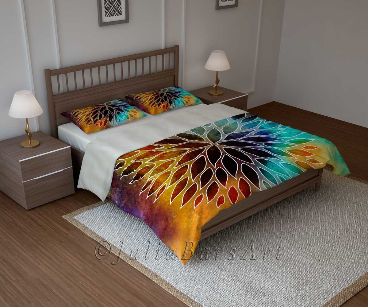 Abstract Duvet Cover Colorful Duvet Set by DesignbyJuliaBars