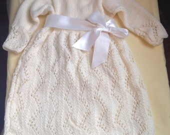 christening dress, knit baby dress, ivory knit baby dress, baptism knit dress,event dress, baby girl dress, newborn knits