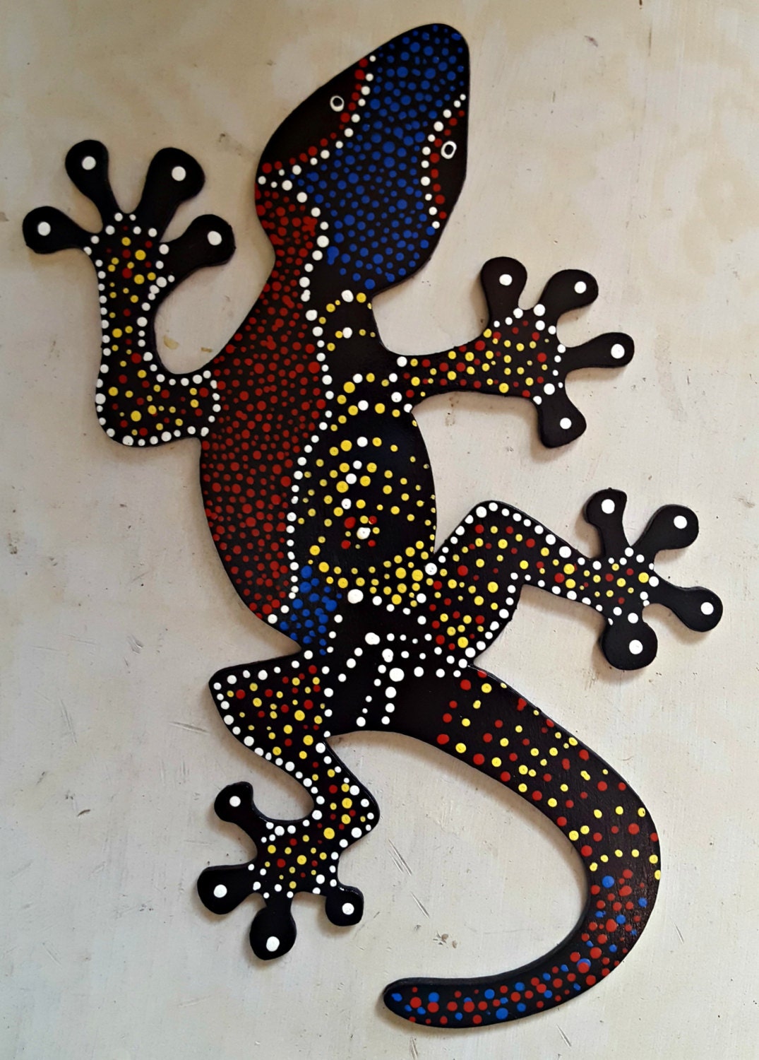 Lizard mdf animal paint/ dot art/ gecko/ by TCHandcrafts on Etsy