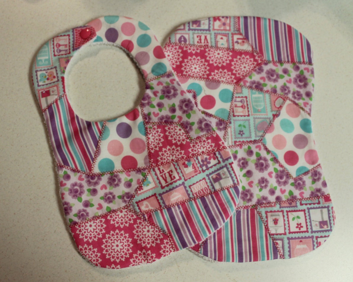 Baby Bib and Burp Cloth Set Baby Bib Burp by JenEsCraftyCreations