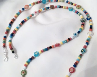 Beaded Necklace - Hippy Necklace - Flower Necklace - Festival Necklace - Flower Power Necklace