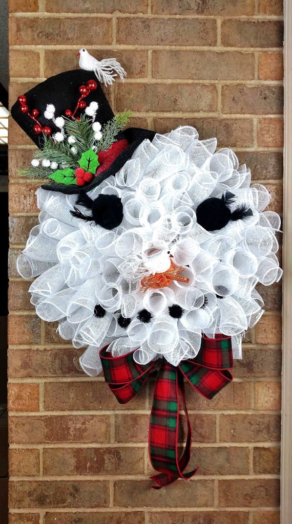 Top Hat Snowman Wreath Snowman Face Wreath Christmas