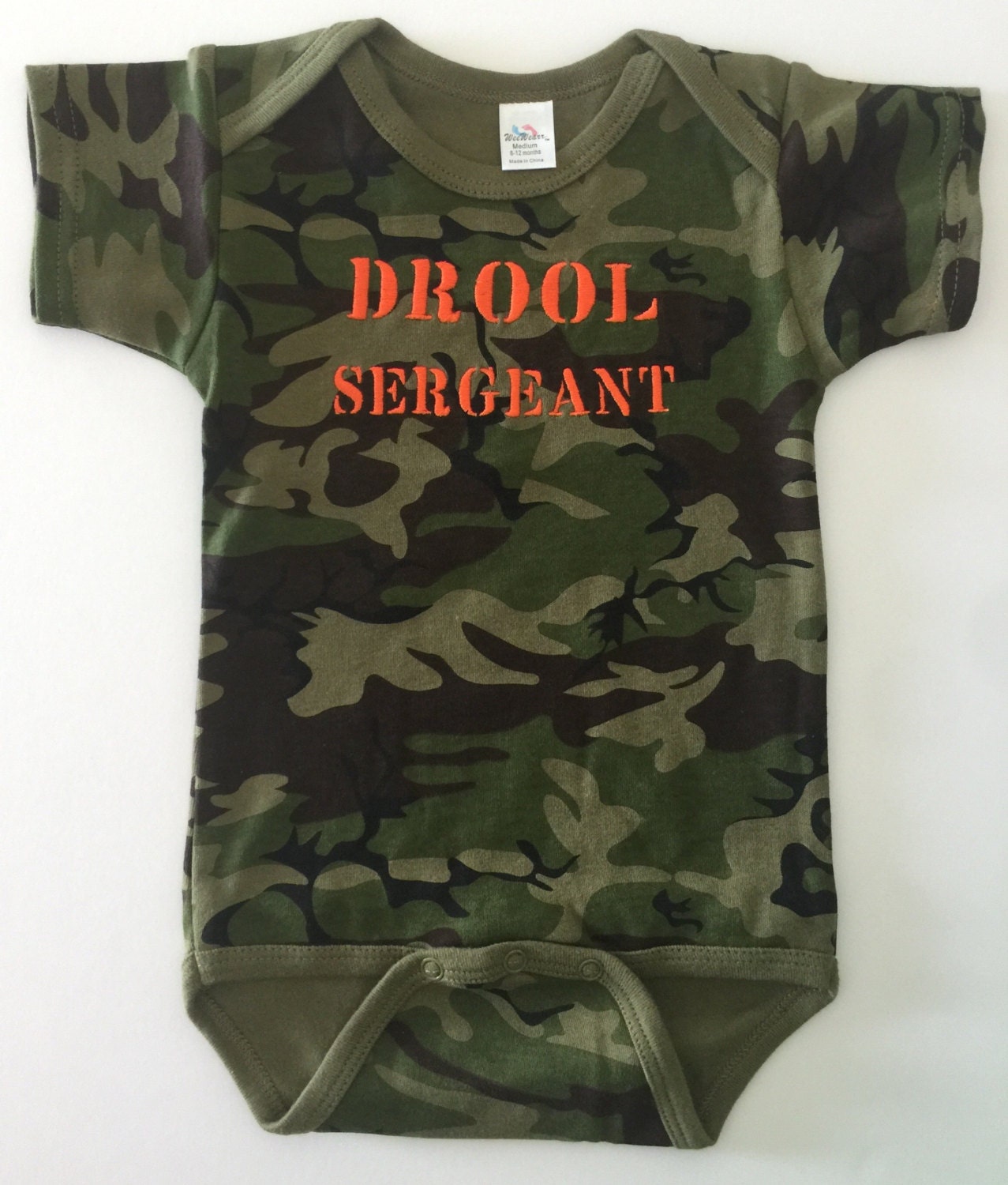 Camo Camo Onesie Drool Sergeant baby boy camo embroidered