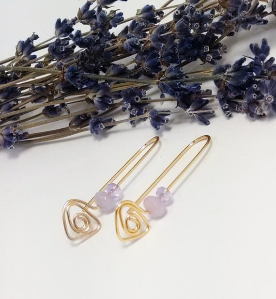 Elegant Lavender Jade Earrings Purple Crystal by JujusNature