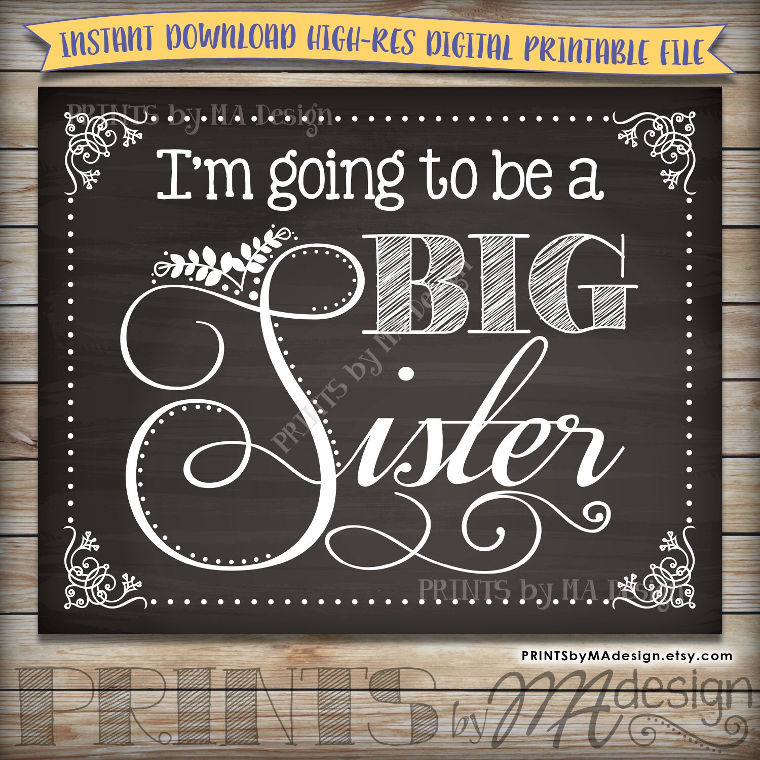 Download I'm Going to be a Big Sister Pregnancy Announcement Chalkboard Photo Prop Pregnant Expecting ...