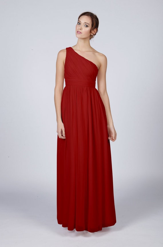 Matchimony Ruby Red One Shoulder Long Bridesmaid/Prom Dress