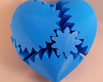 Heart Fidget, 3D Printed Twisted Heart, Steampunk Heart Gears