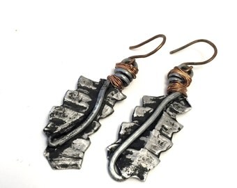 Mixed Metal Dangle Earrings HANDMADE, Mixed Metal Jewelry, Handcrafted Metal Earrings, Handmade Metal Dangle Earrings, Mixed Metal Dangles