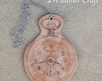 SALE - Pocket Watch Bag, Alice in Wonderland, leather bag, party bag, Rabbit Costume, leather pocket watch, chain handbag, suede purse