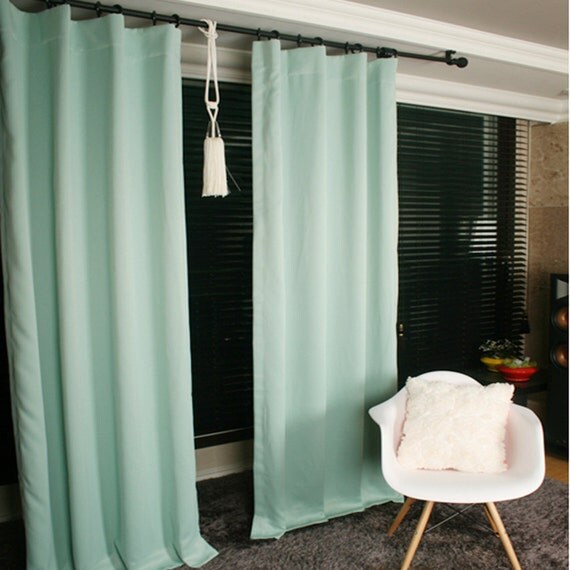 Mint Green Blackout Curtain Drapery Panel for Living by enapremium