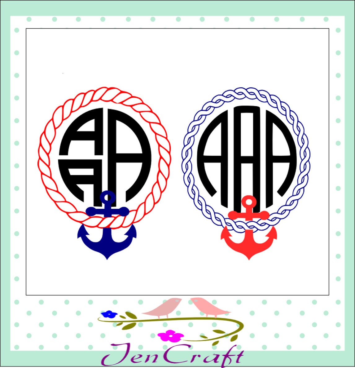 Download Anchor Monogram Frame SVG Rope Instant Download by ...