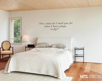 Wings to fly Wall Decal Quote / Frida Kahlo Wall Sticker / Bedroom Wall Decor /