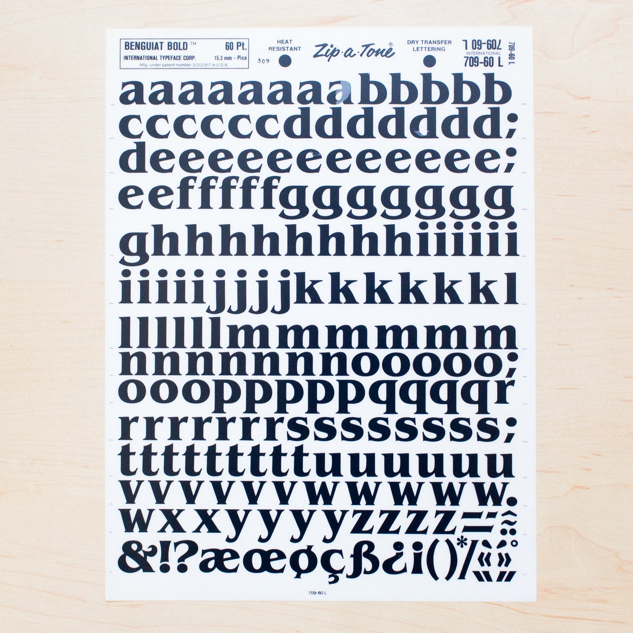 BENGUIAT 60pt Bold Letraset Rub on Letters Transfers Dry