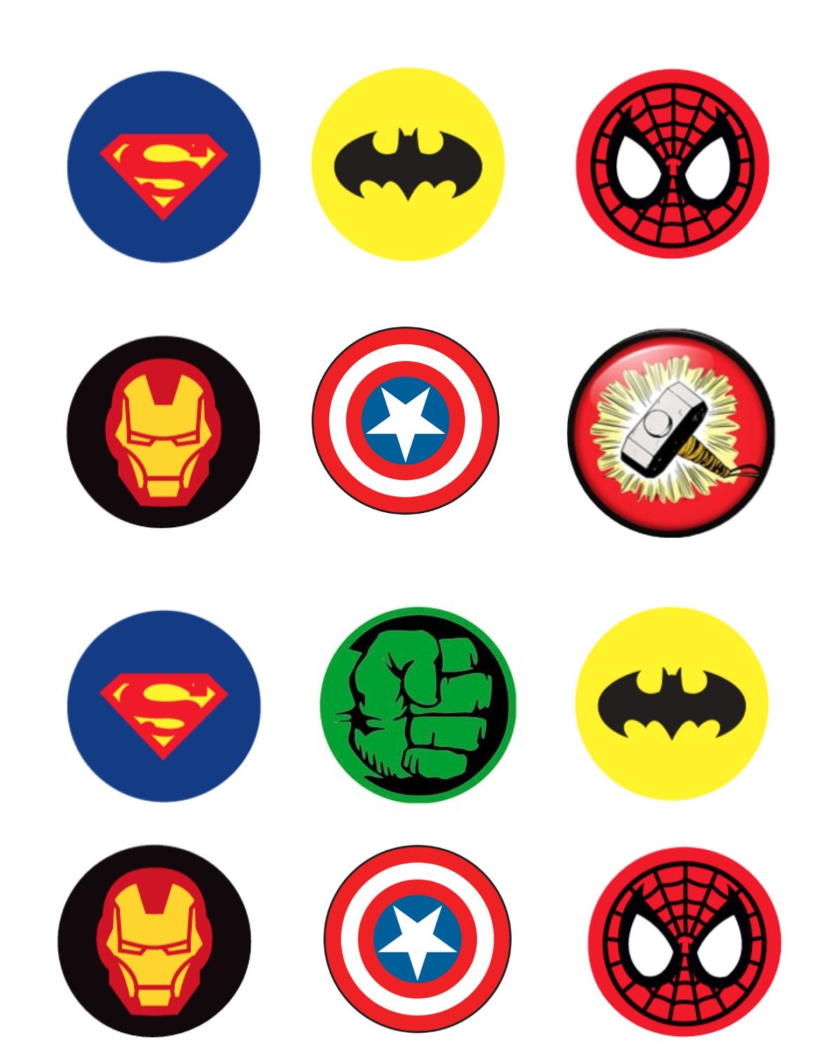 sticker template 6 edible hero toppers super cupcake