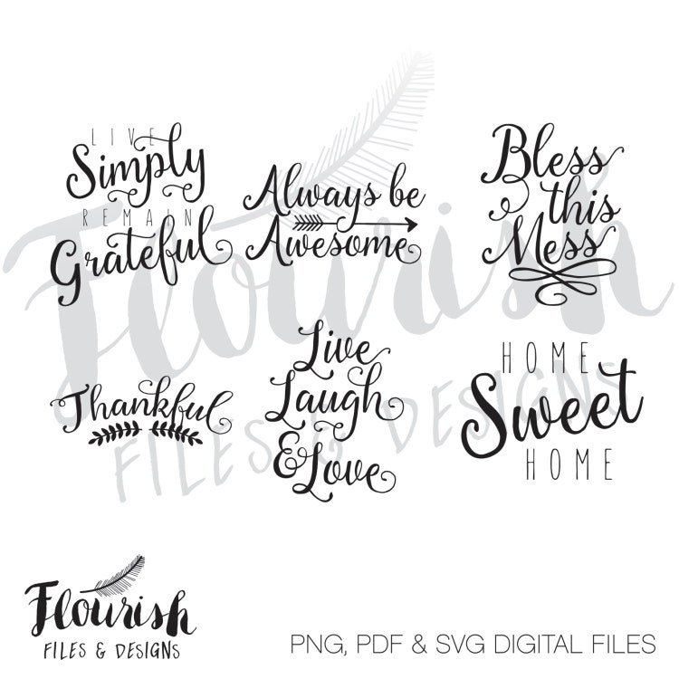 Script Sayings Digital Cut Files SVG PNG PDF by FlourishFiles