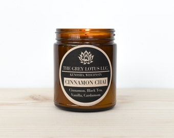 Cinnamon Chai Candle || Hand Poured || Organic Soy Wax // Amber Glass Jar