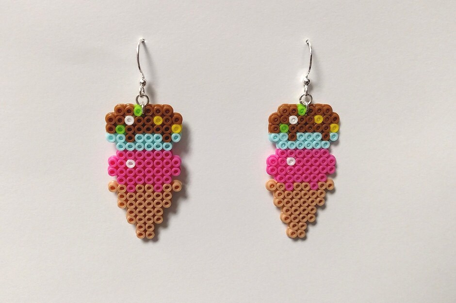 Ice Cream Perler Bead Earrings