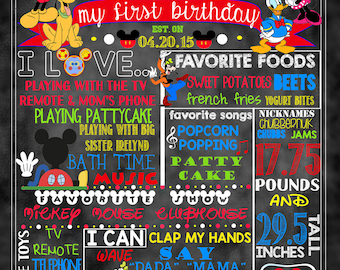 Mickey Mouse Clubhouse Birthday Stat "Chalkboard" (digital poster)