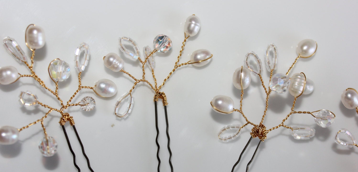 4 bridal hair pins wedding accessorieshairpiece by SimplyTitanium
