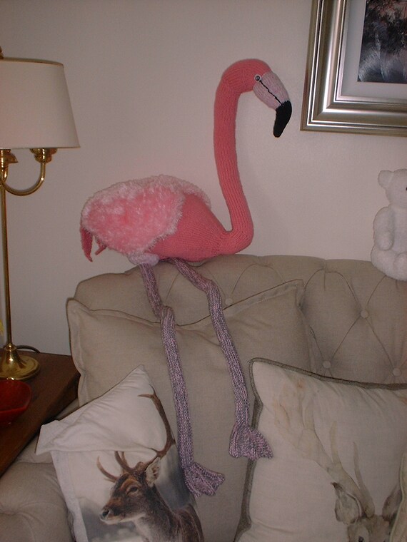 Pdf knitting pattern for flamingo toy bird by Angela Turner