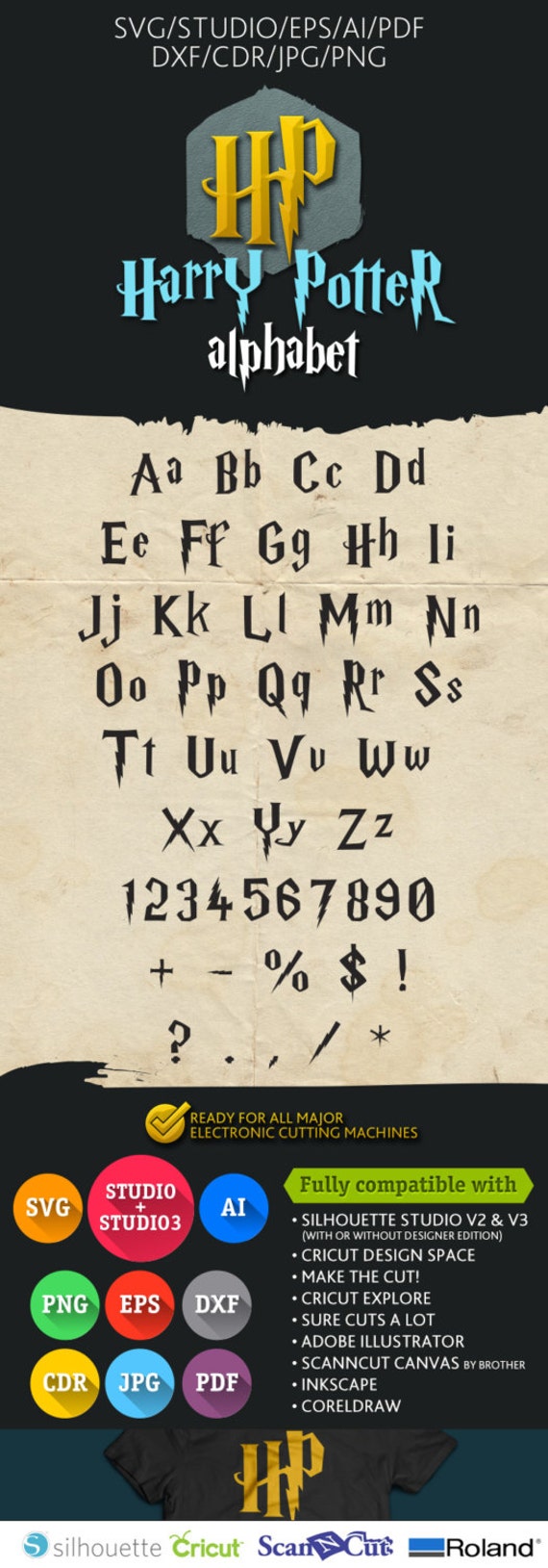 Download Harry Potter Font Wizard Hogwarts Alphabet SVG DXF by ...