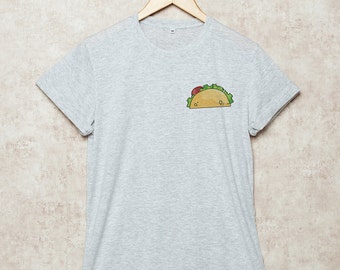 Tacos Shirt Tacos Pocket Shirts Tee Tshirt T-Shirt Size S , M , L , XL , 2XL , 3XL Grey White
