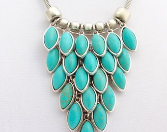 turquoise necklace ,necklace turquoise, turquoise statement necklace , chunky turquoise necklace, turquoise necklace silver , gift for her,