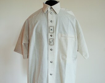 Vintage Mens Linen Shirt / Buttons down / Line / XL / Beige / Shirts / Country line / brand new