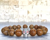 18K White Gold Plated Skull Bracelet, Mens Skull Bracelet, Man Bracelet, Bracelet For Men, Gold Skull Bracelet, Jasper Bracelet, Skull, Gift 18K White Gold Plated Skull Bracelet, Mens Skull Bracelet, Man Bracelet, Bracelet For Men, Gold Skull Bracelet, Jasper Bracelet, Skull, Gift