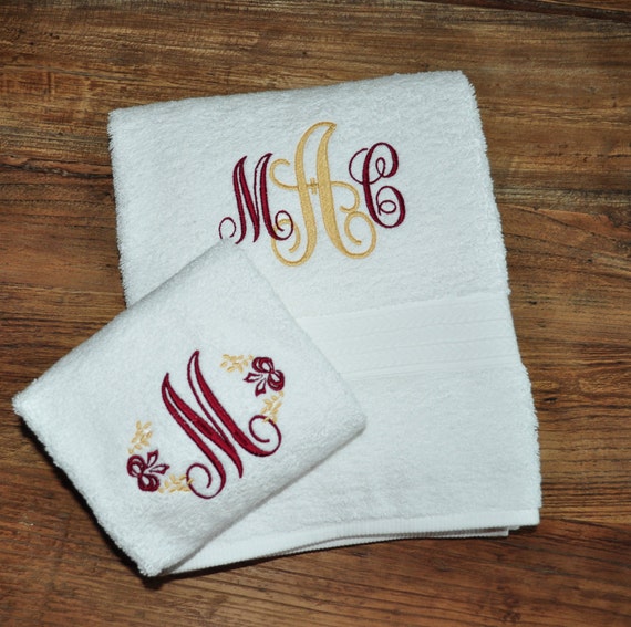 Monogrammed Towel Set Monogram Graduation Gift College gift