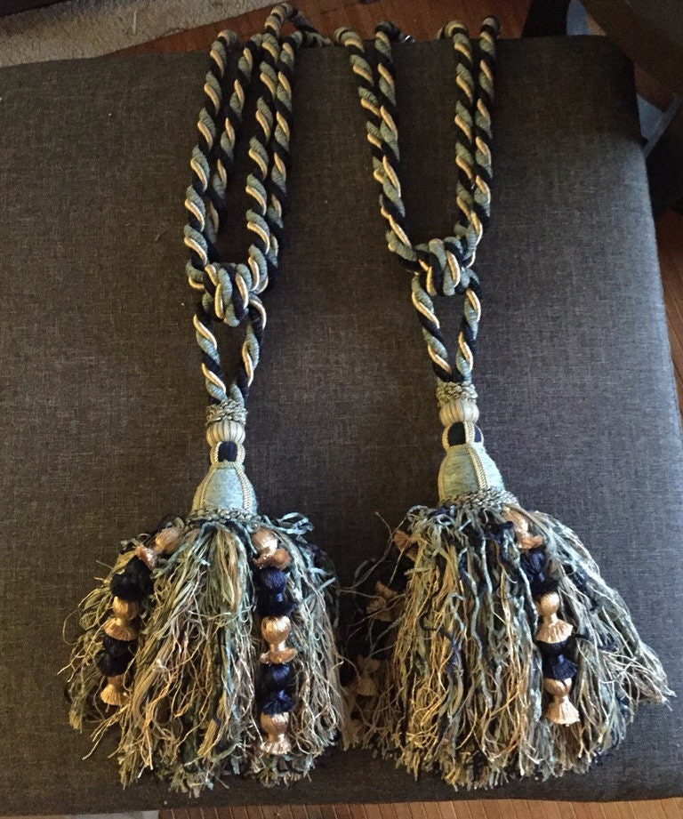 Pair of Extra Large Vintage Curtain Tassel with Tie Back