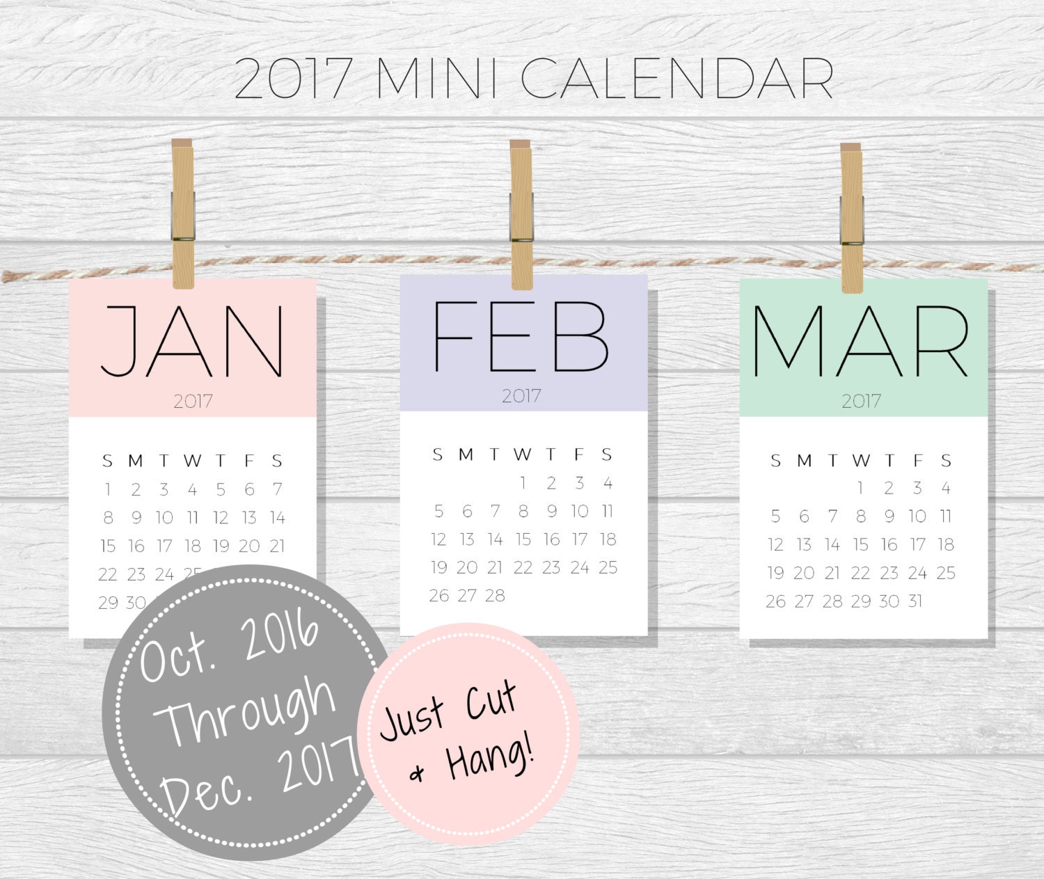 Mini Calendar 2017 Calendar Printable Desktop Calendar