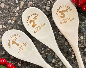 Engraved Wood Spoon Set,Chili,Chili Cook-off,Cook off,Prize,Contest,Personalized spoon,wooden spoon,favor,event prize,engraved spoon, prize