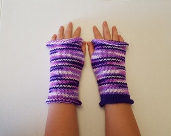 Knit Fingerless Gloves, Purple Knit Gloves, Arm Warmers, Wrist Warmers, Knitted Fingerless Gloves, Fingerless Mittens, Knit Wristlets