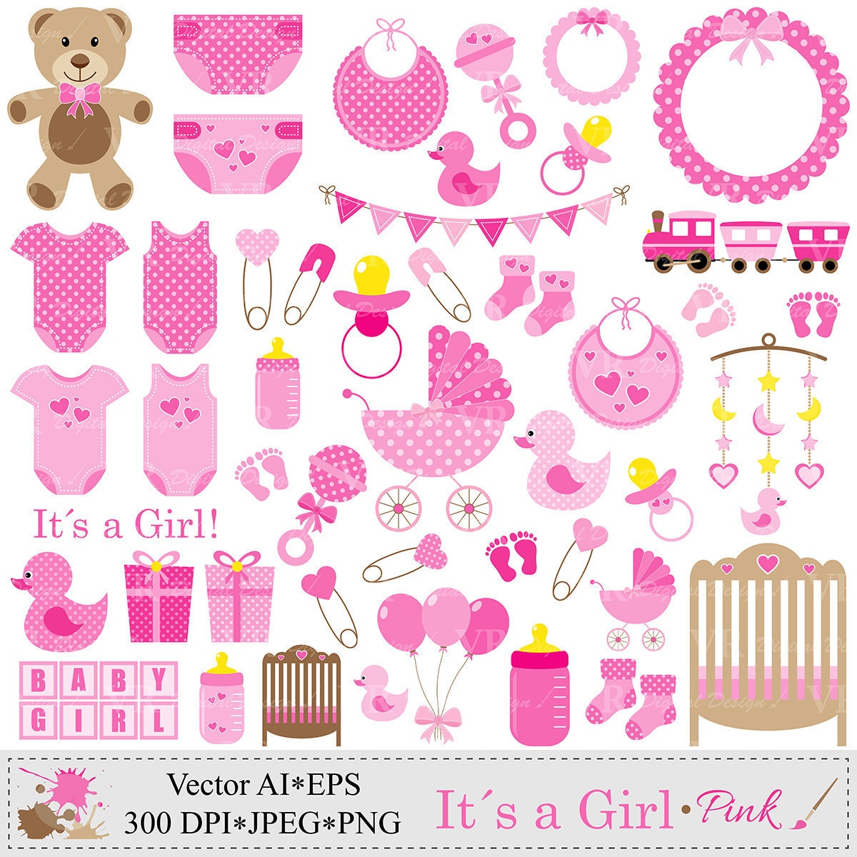 pink baby shower clipart - photo #38